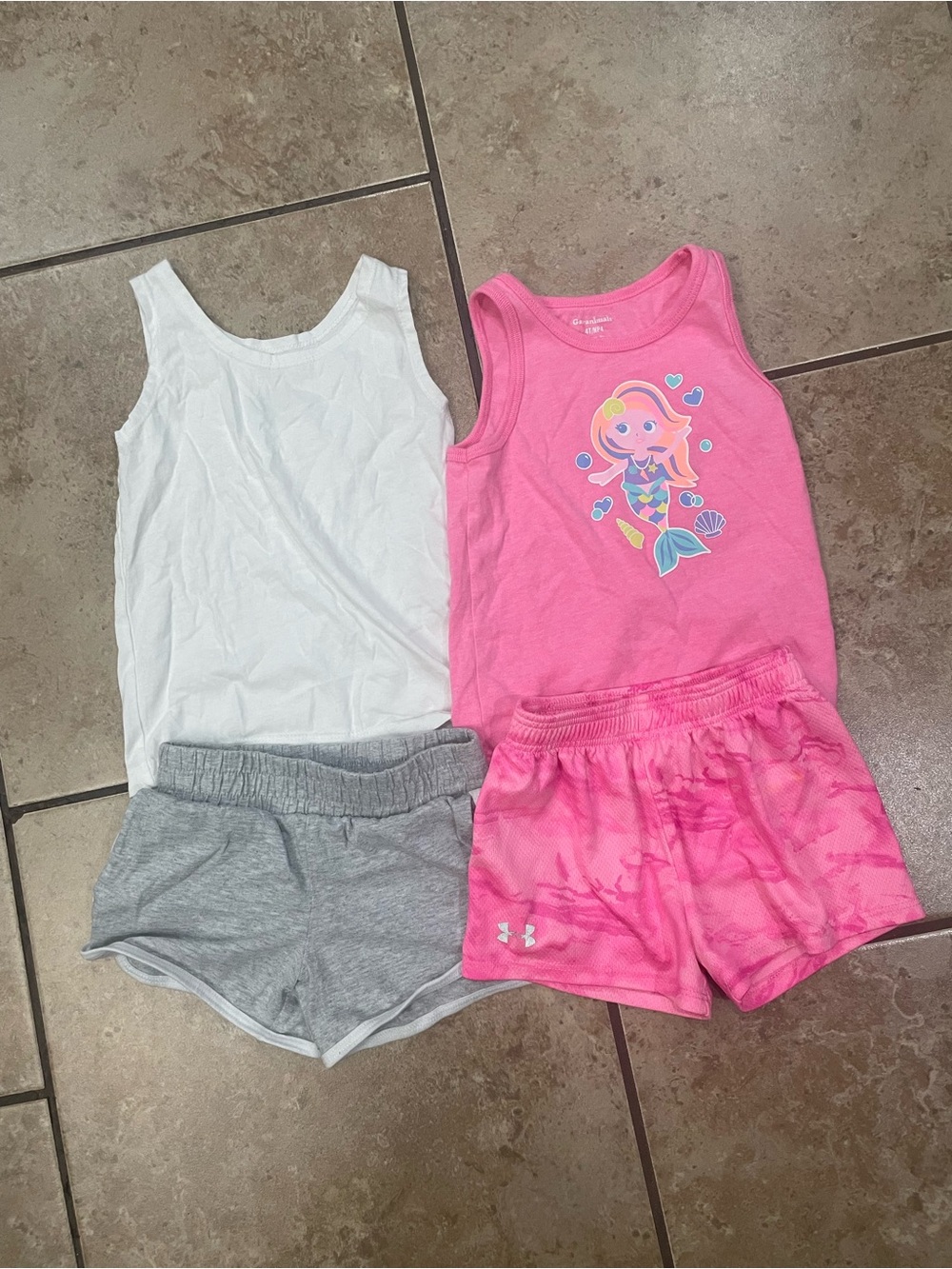 Under Armour Girls' Pink Mermaid Tank & Shorts Sleep Set